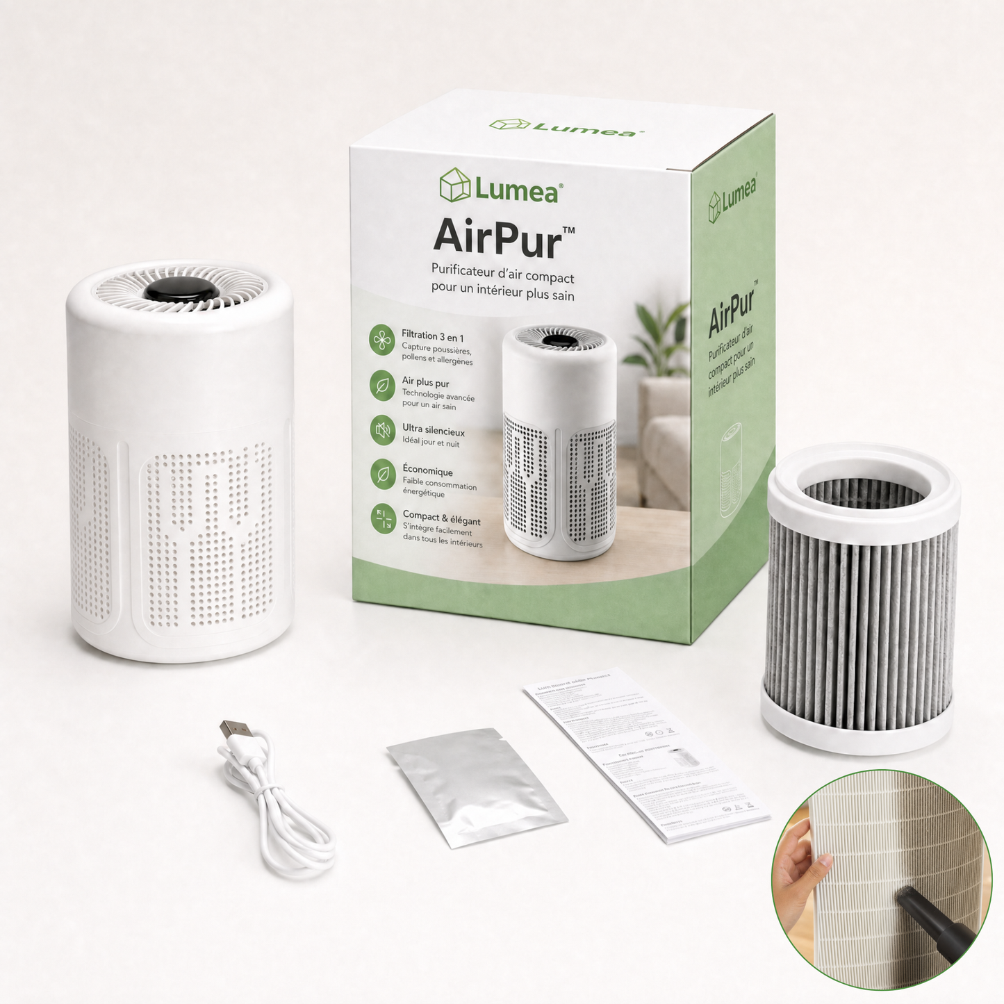 AirPur™ | Purificateur d’air ionique contre la poussière, le pollen et les allergènes
