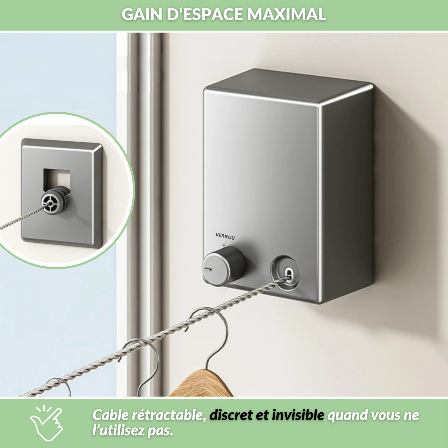 Filéo® - La Corde à linge rétractable grande capacité