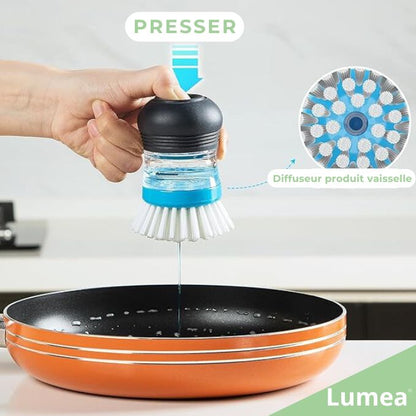 Brosse vaisselle avec distributeur de liquide vaisselle