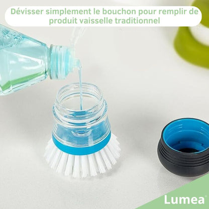 Brosse vaisselle avec distributeur de liquide vaisselle