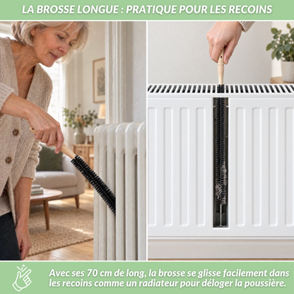 Kit Ménage Anti-Poussière | Plumeau Télescopique, Brosse Radiateur et Gants Microfibre