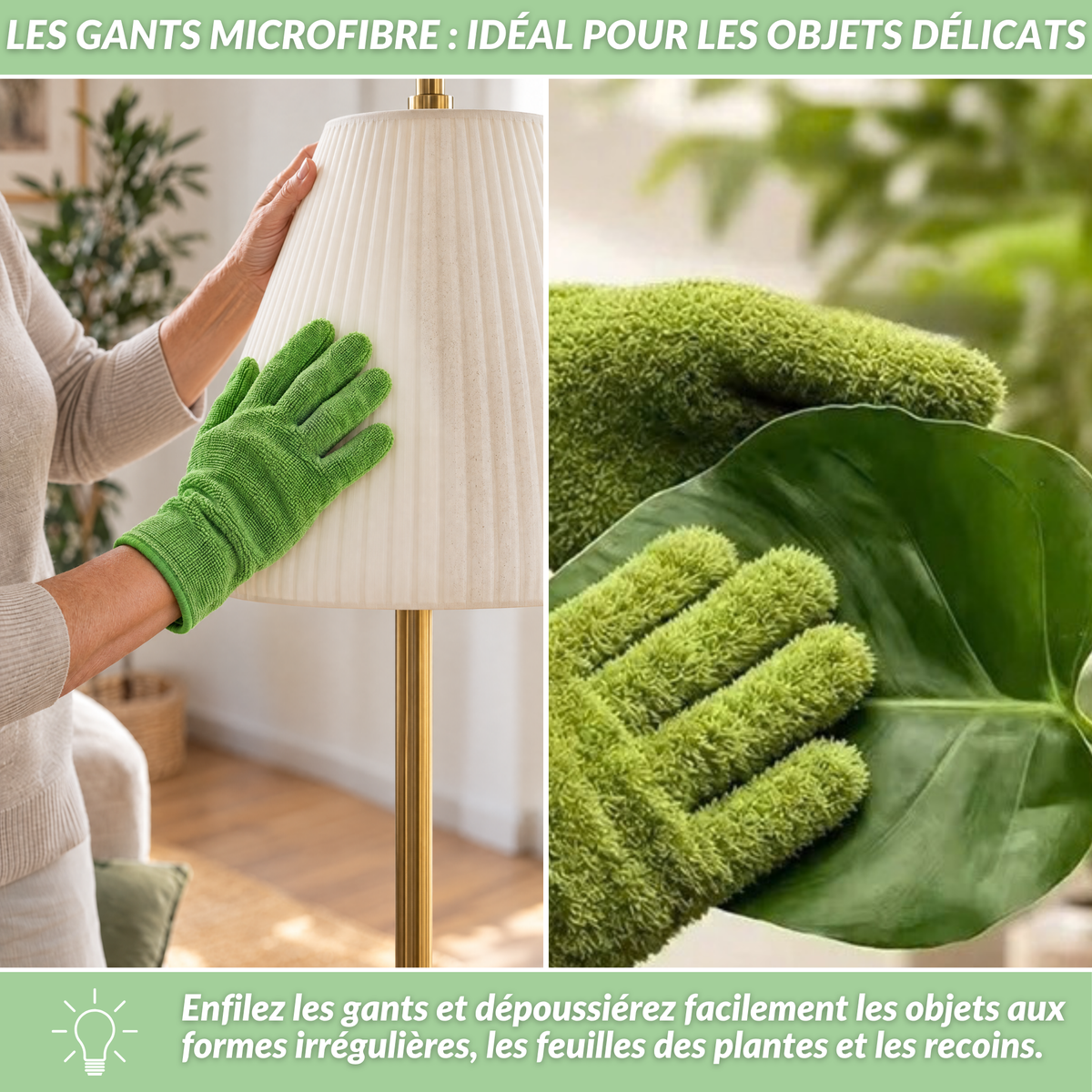 Kit Ménage Anti-Poussière | Plumeau Télescopique, Brosse Radiateur et Gants Microfibre