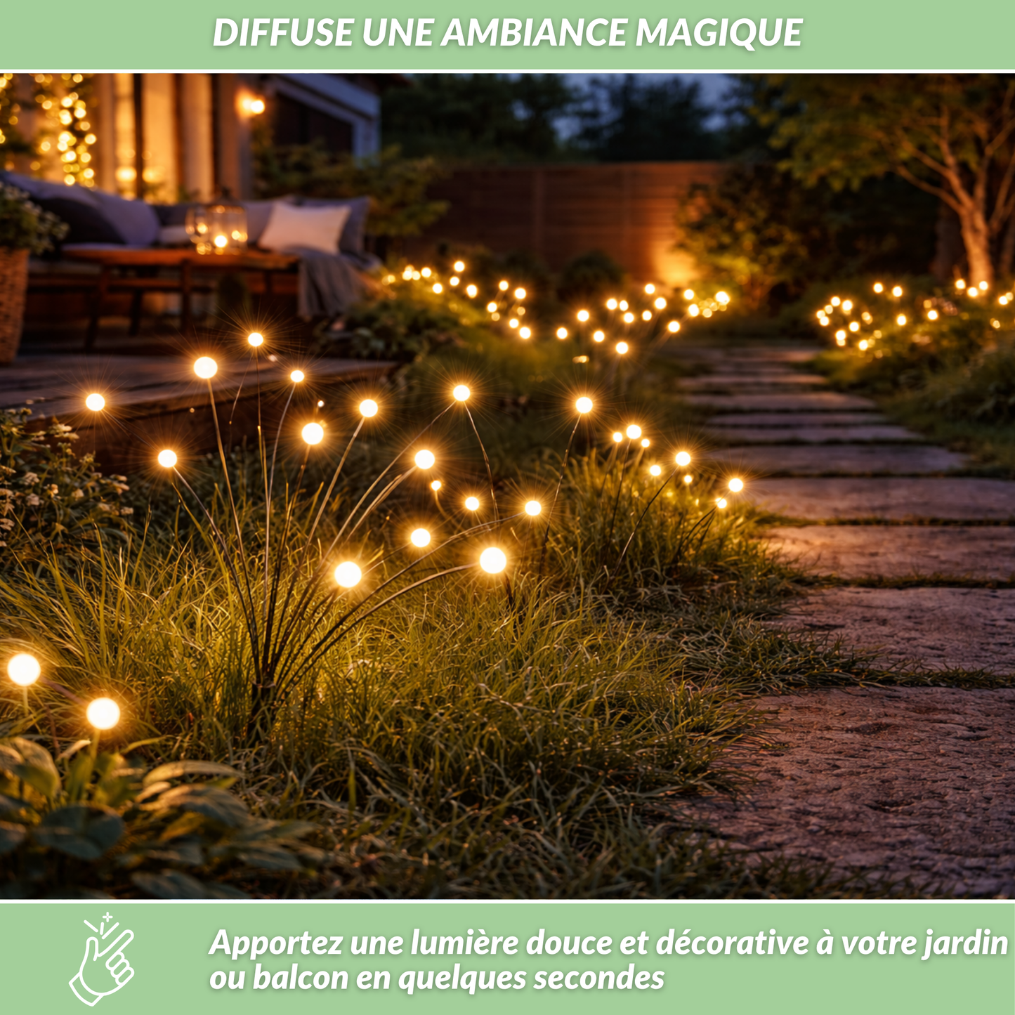 Lampes Lucioles solaires sur pied | Ambiance féérique pour jardin et balcon