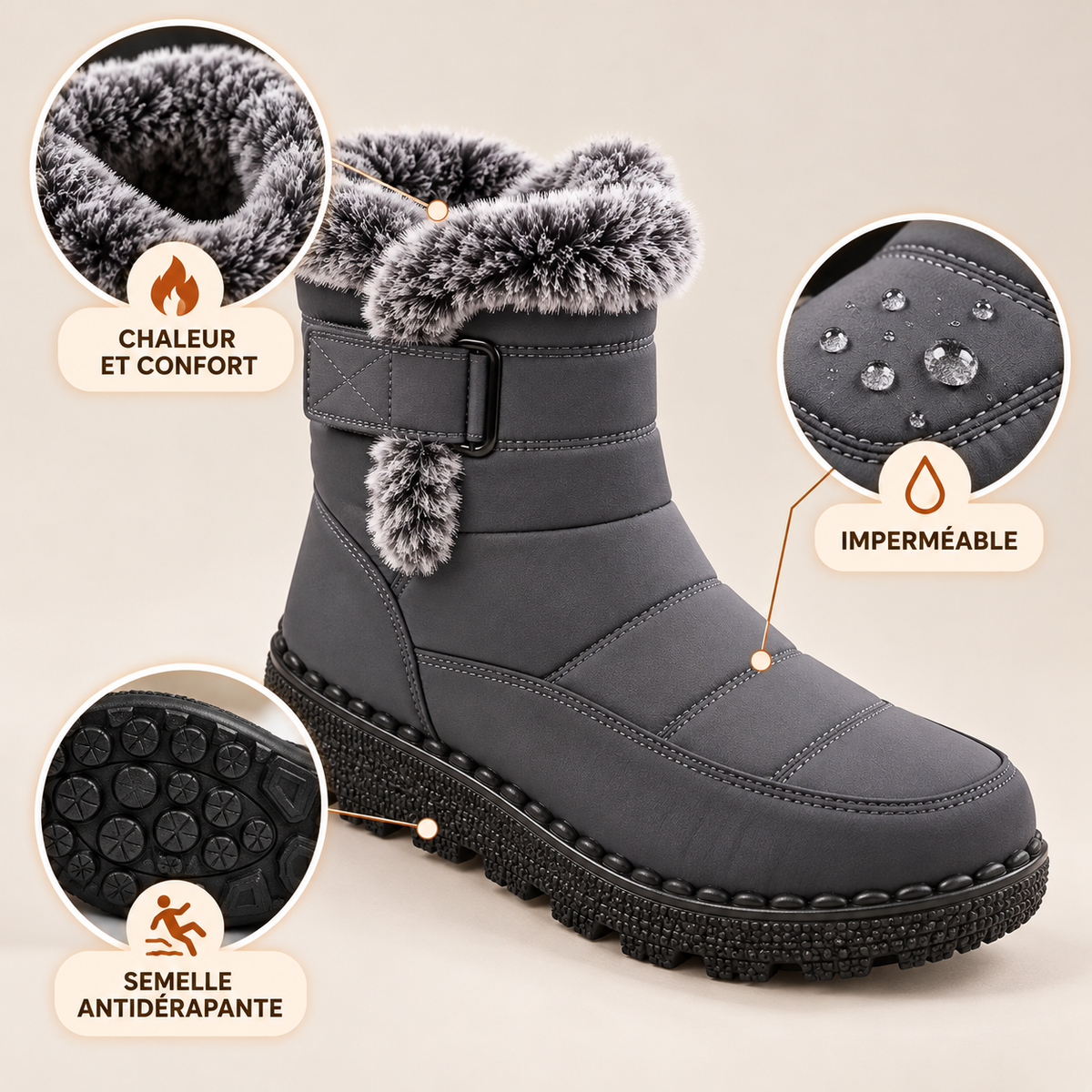 Hivéria | Bottines d'hiver femme chaudes et imperméables