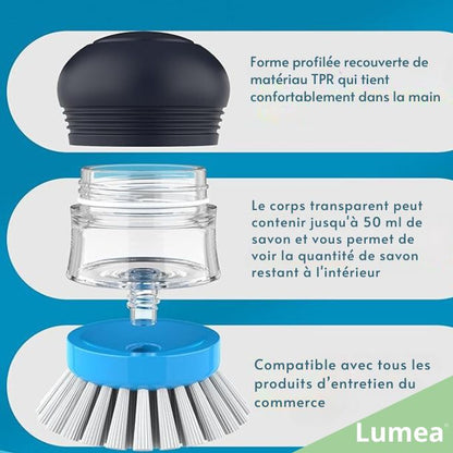 Brosse vaisselle avec distributeur de liquide vaisselle