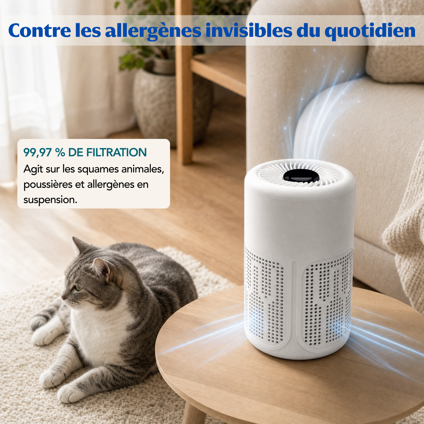 AirPur™ | Purificateur d’air ionique contre la poussière, le pollen et les allergènes