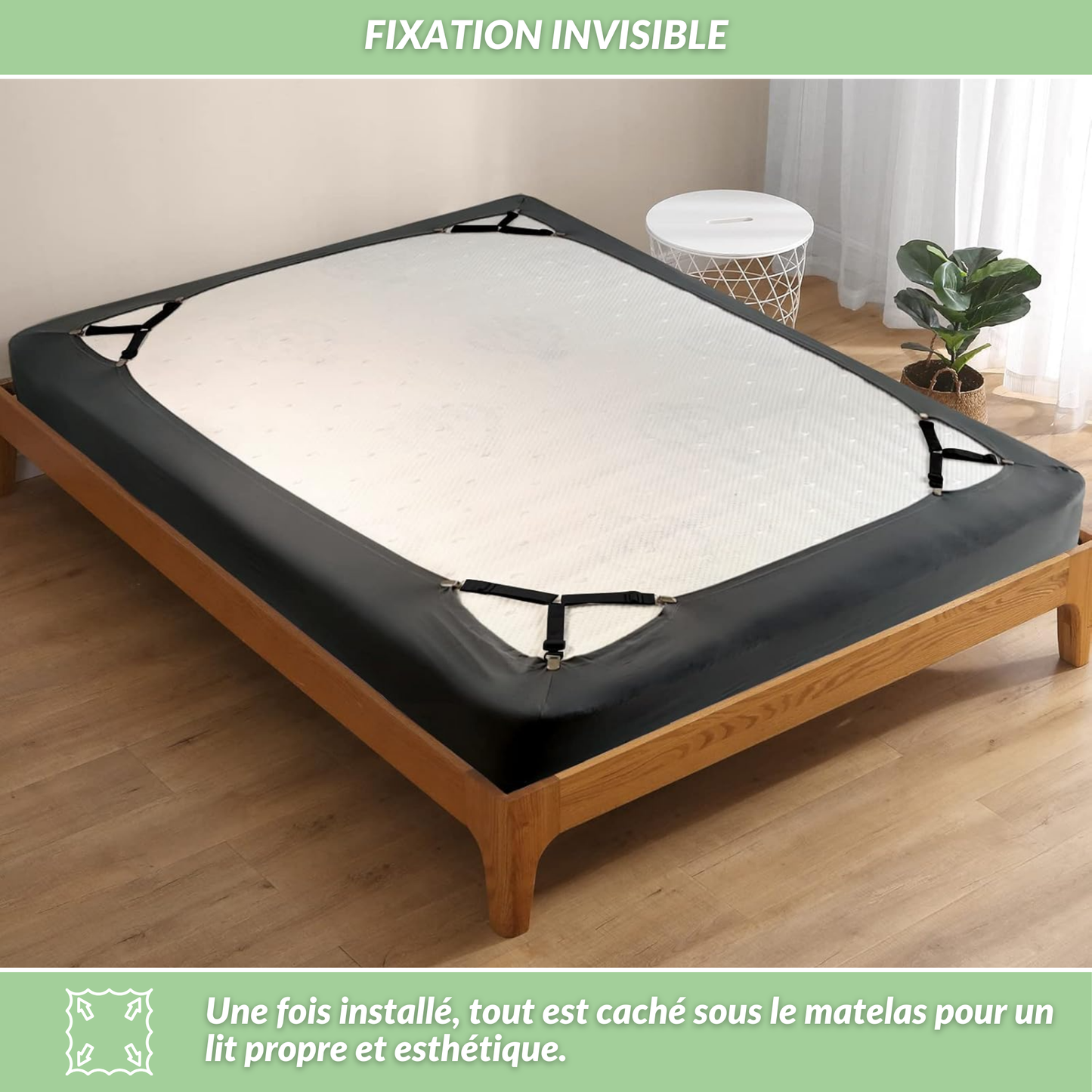 Fixeo | Tendeurs pour drap housse avec attaches faciles