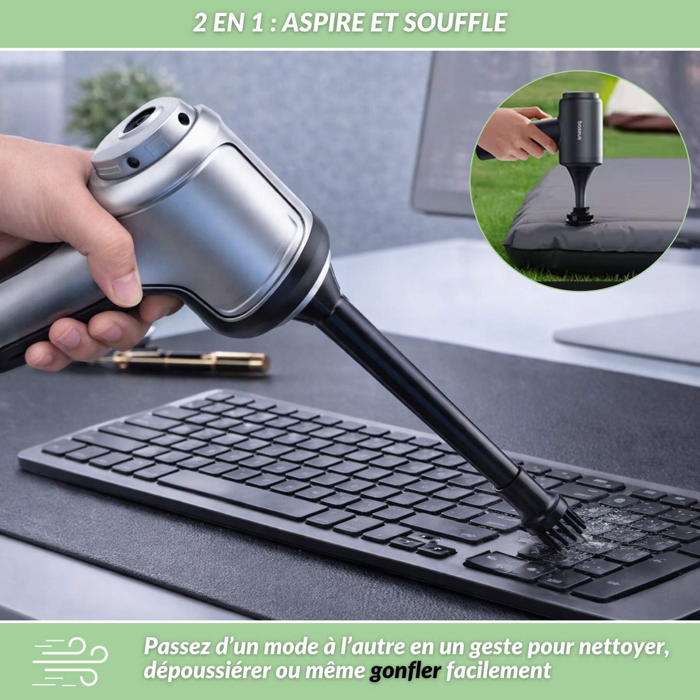 TotalClean Pro | Aspirateur souffleur sans fil puissant pour voiture et maison