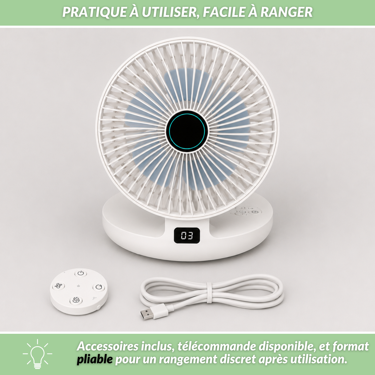 Ventilateur Sans-Fil Rechargeable