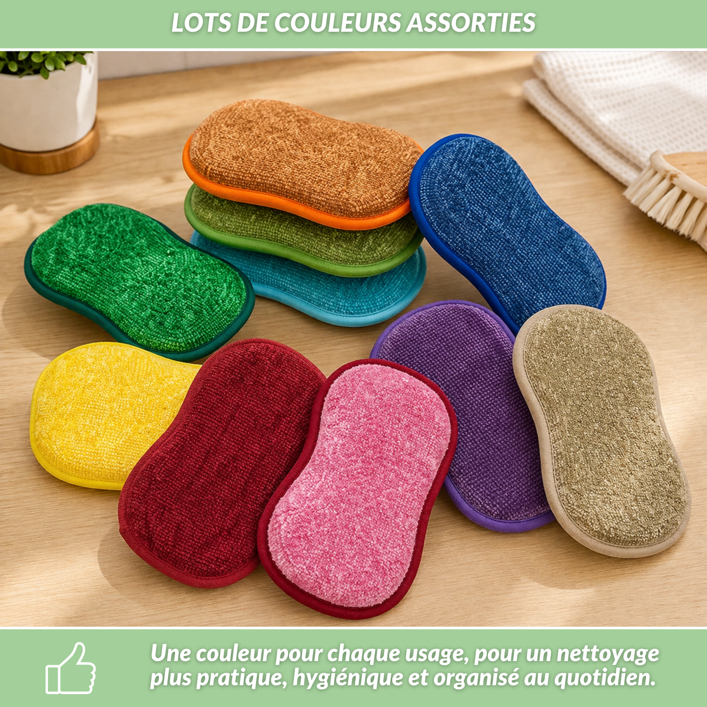 Spongéo | Éponge lavable en machine 2 faces microfibre et grattante anti-rayures
