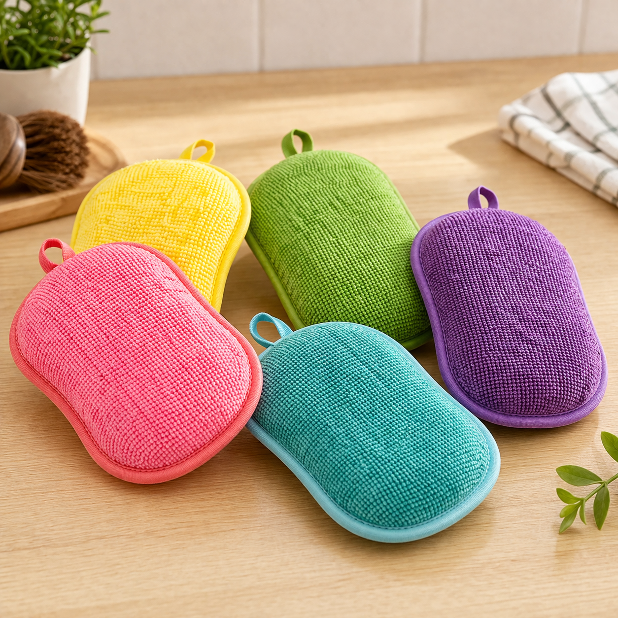 Spongéo | Éponge lavable en machine 2 faces microfibre et grattante anti-rayures